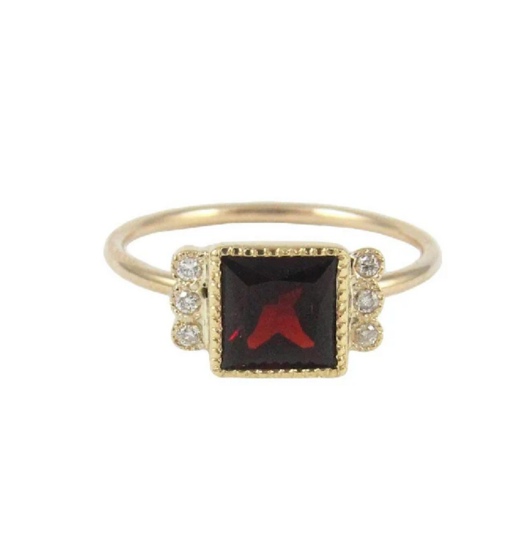 Jennie Kwon :: Square Garnet Deco Ring size 7