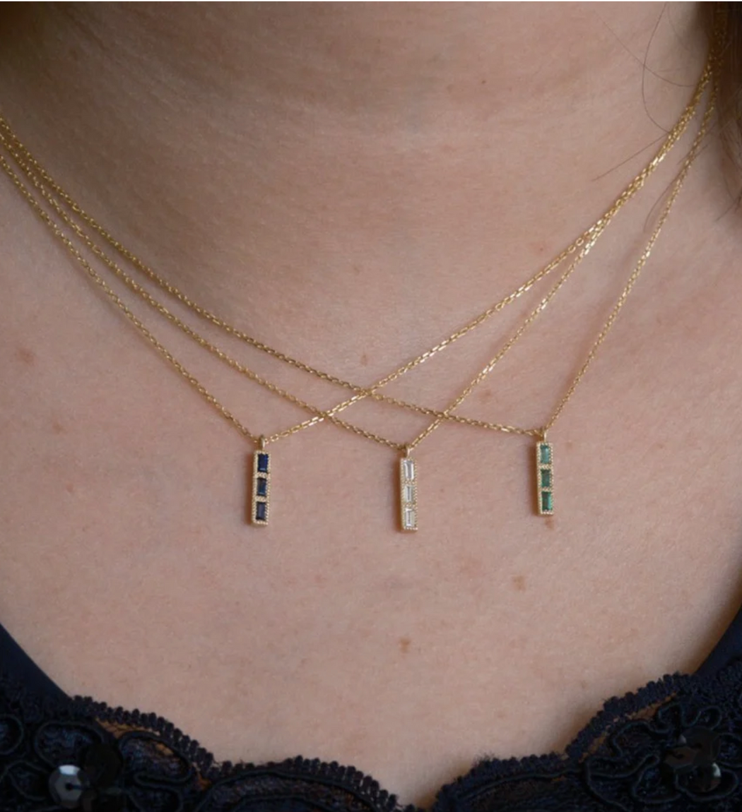 Jennie Kwon :: Blue Sapphire Tile Necklace 16"