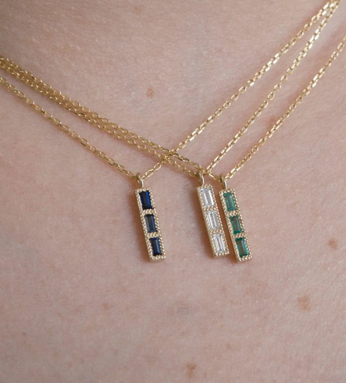 Jennie Kwon :: Blue Sapphire Tile Necklace 16"