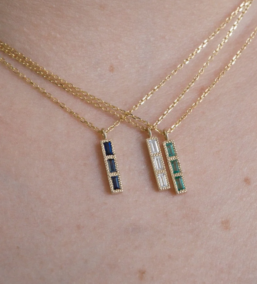 Jennie Kwon :: Blue Sapphire Tile Necklace 16"