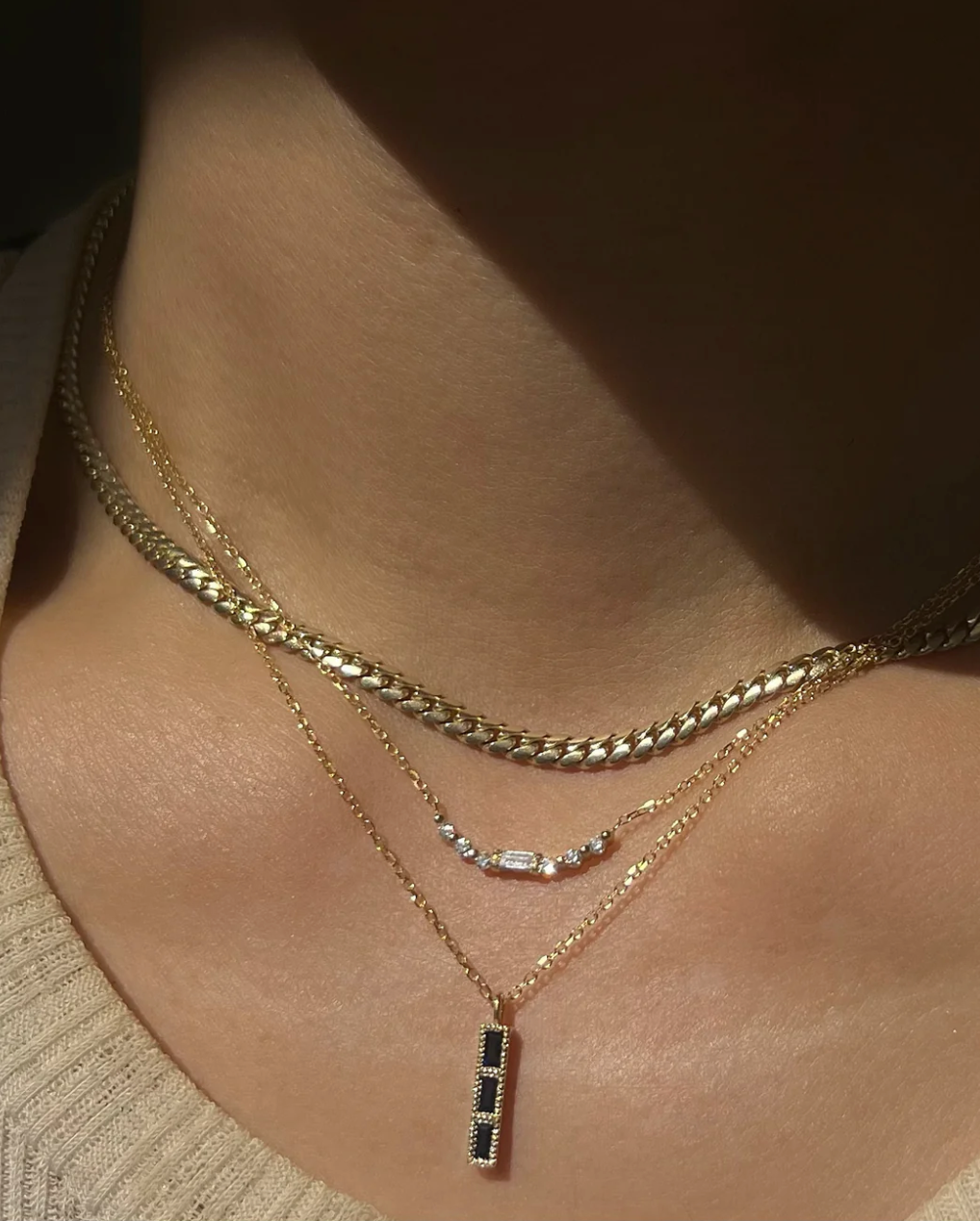 Jennie Kwon :: Blue Sapphire Tile Necklace 16"