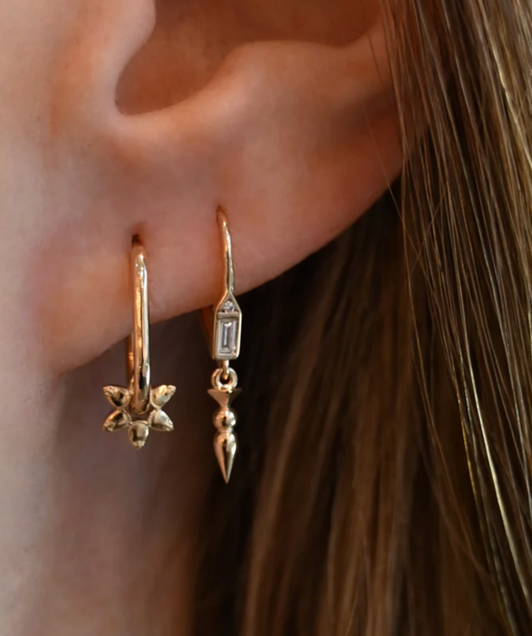 Metier Jewelry :: Pink Tourmaline + Ruby Honey Hook Earring