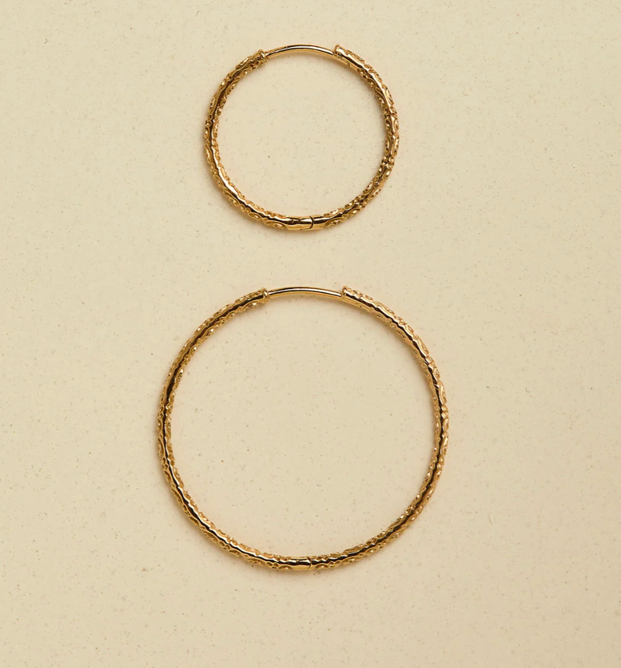 Metier Jewelry :: Textured Round Hoops XL, PAIR