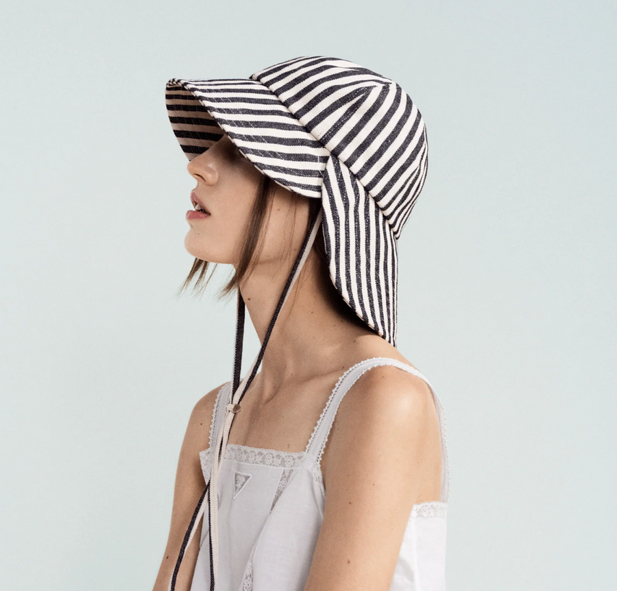 Hansel from Basel :: Stripe Tulip Bucket Hat, black