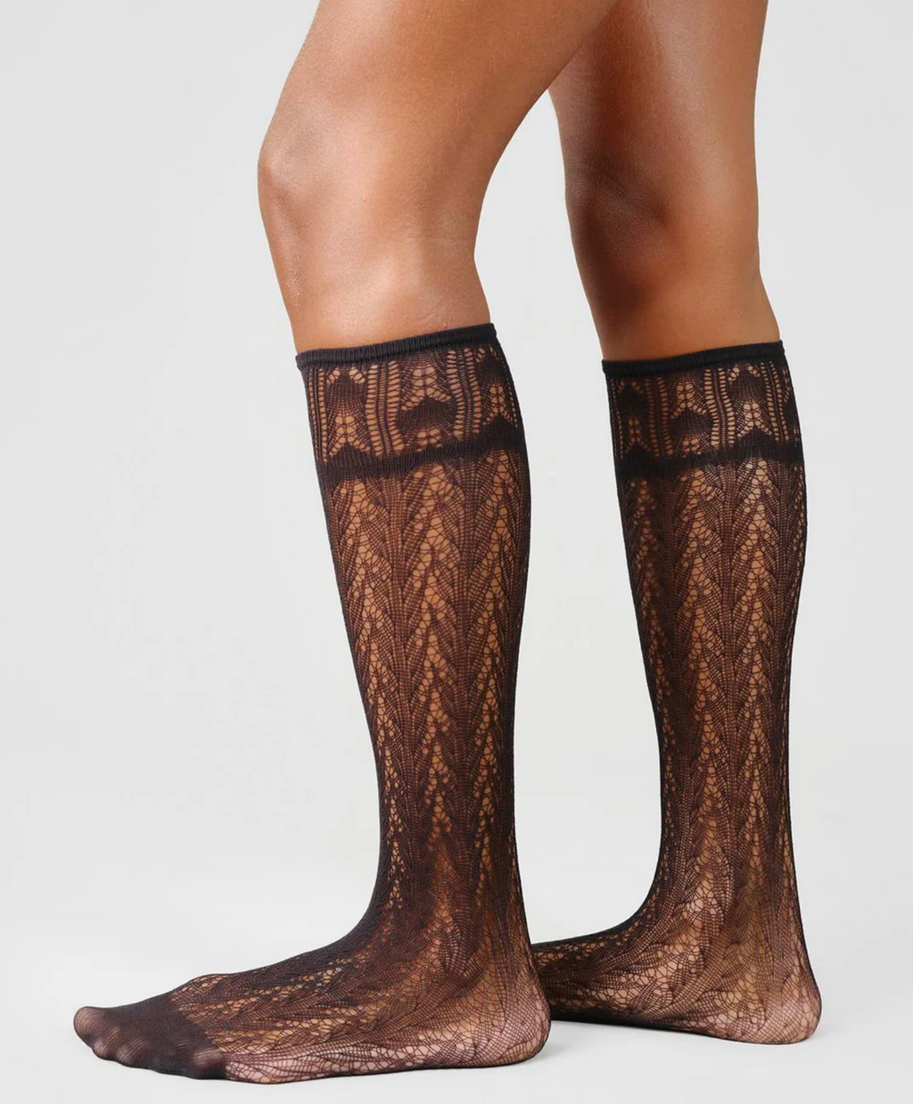 Swedish Stockings :: Erica Crochet Knee Highs, Black