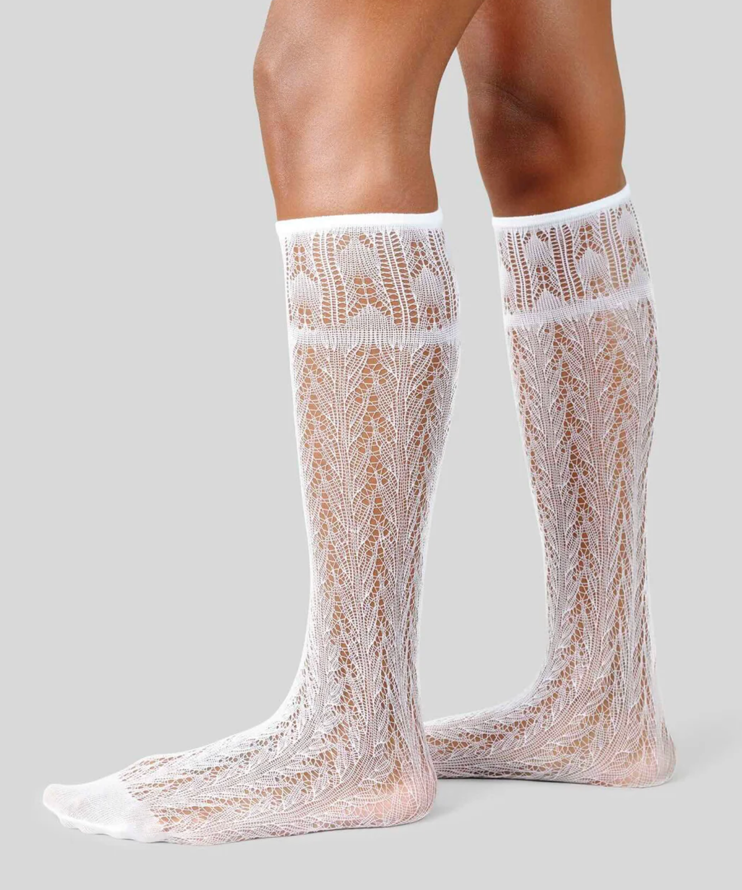 Swedish Stockings :: Erica Crochet Knee Highs, White