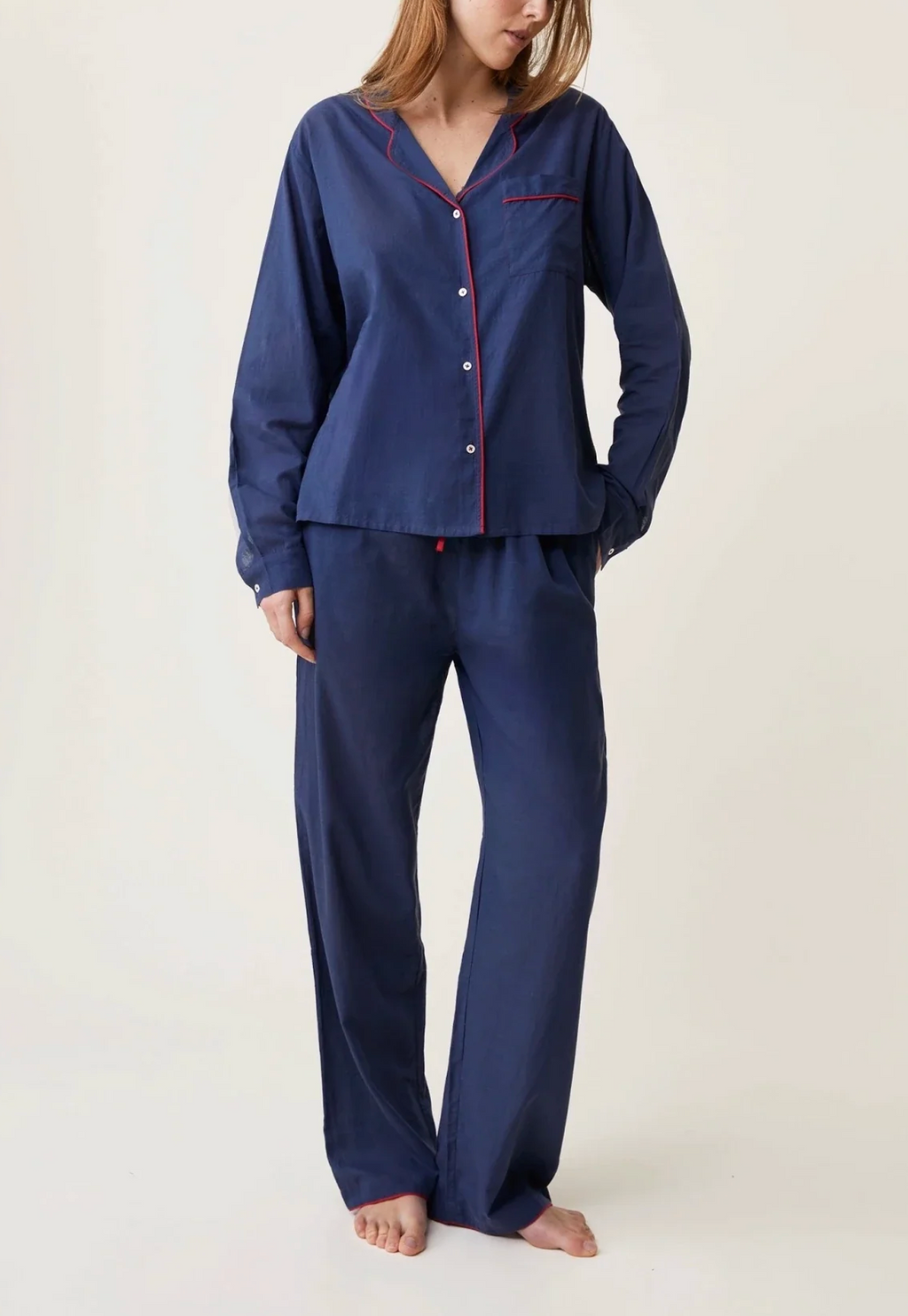 Scarlette Ateliers :: Pajama, Navy w/ Red Piping