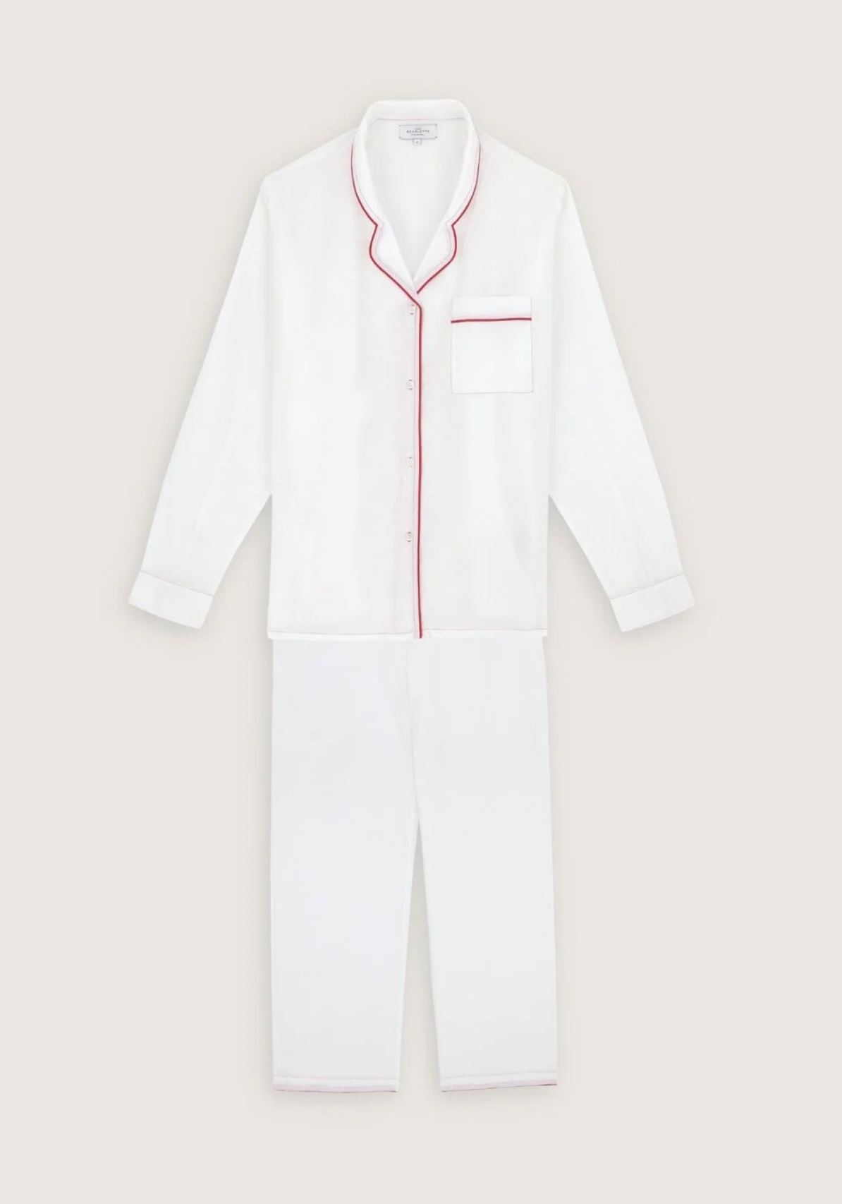Scarlette Ateliers :: Pajama, White / Red Piping