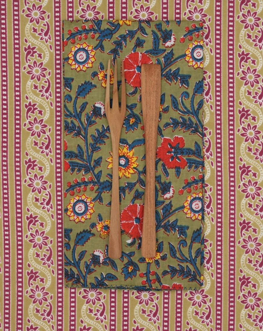 Suzette :: Napkins Olive Floral, Set of 4