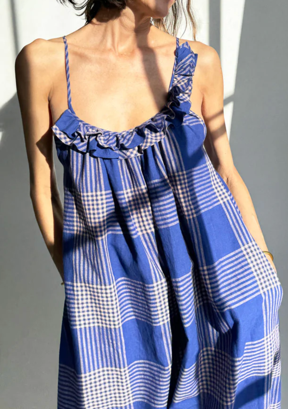 Two :: Ruffle Dress, Blue Plaid
