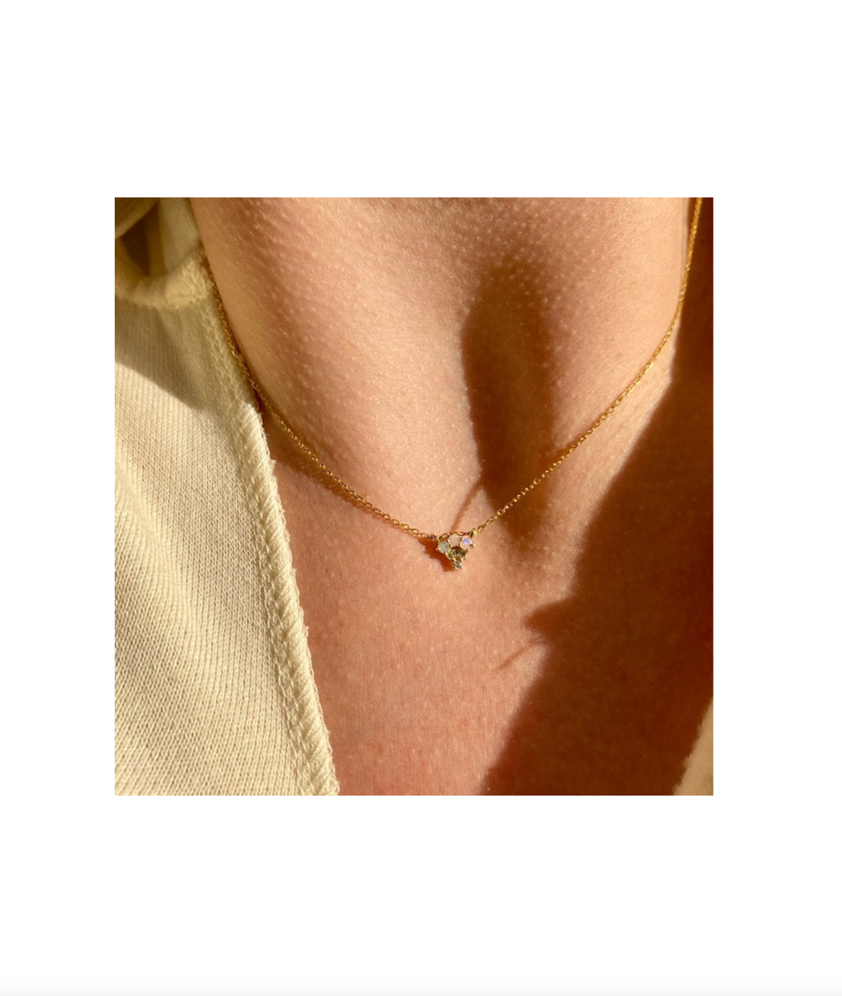 Jennie Kwon :: Opal Diamond Fan Necklace, 16"