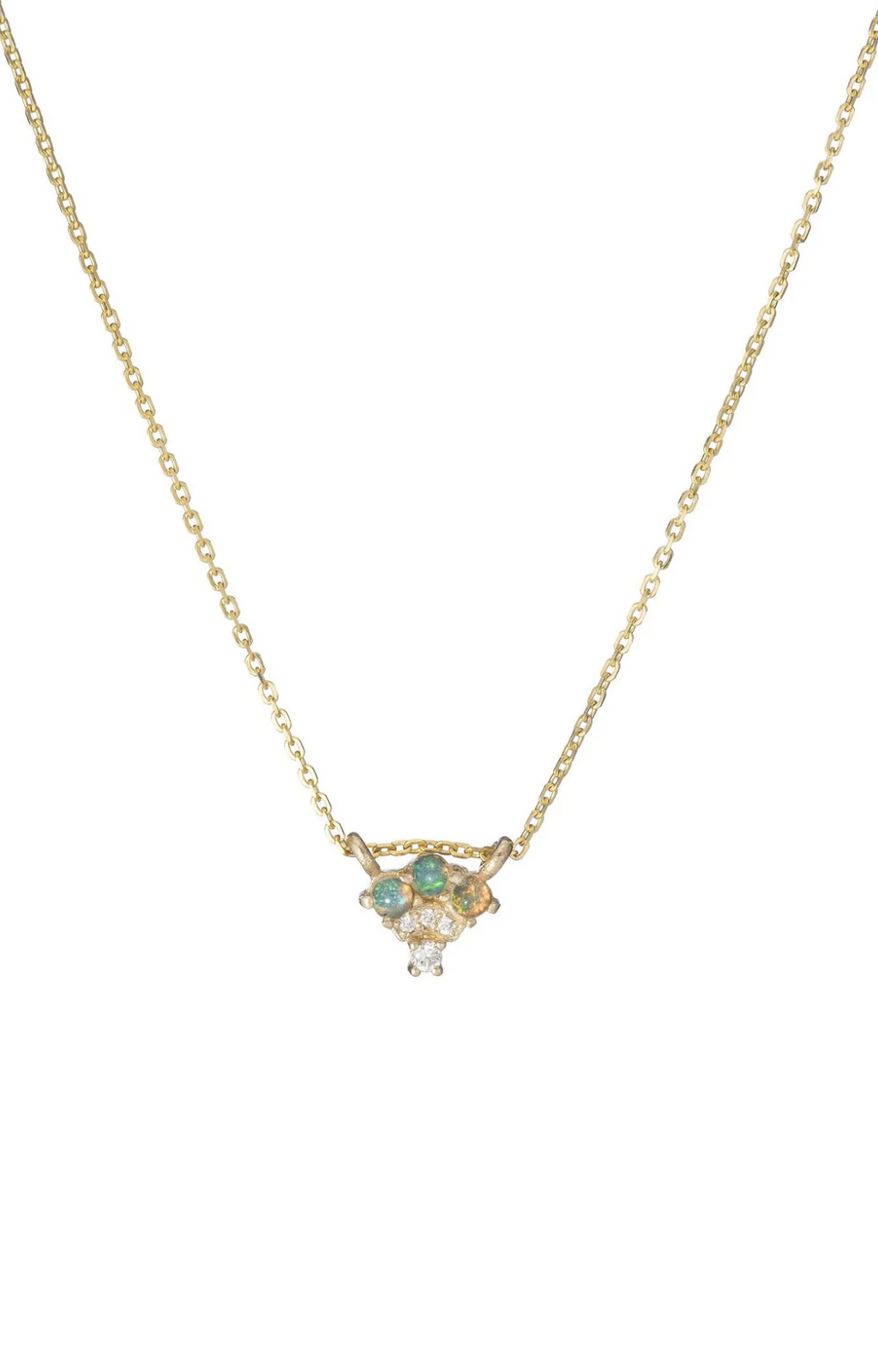 Jennie Kwon :: Opal Diamond Fan Necklace, 16"