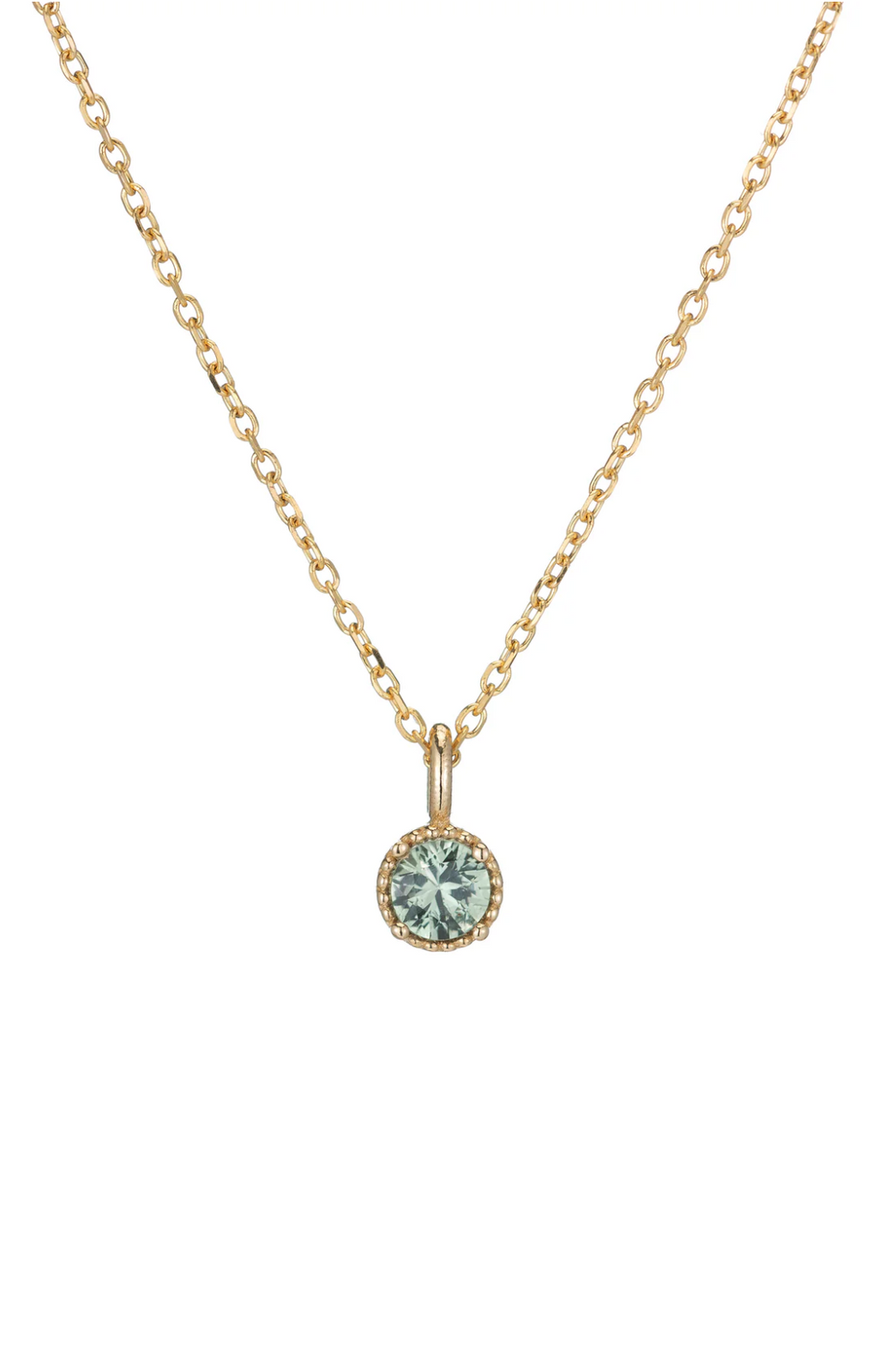 Jennie Kwon :: Green Sapphire Milgrain Necklace, 16"