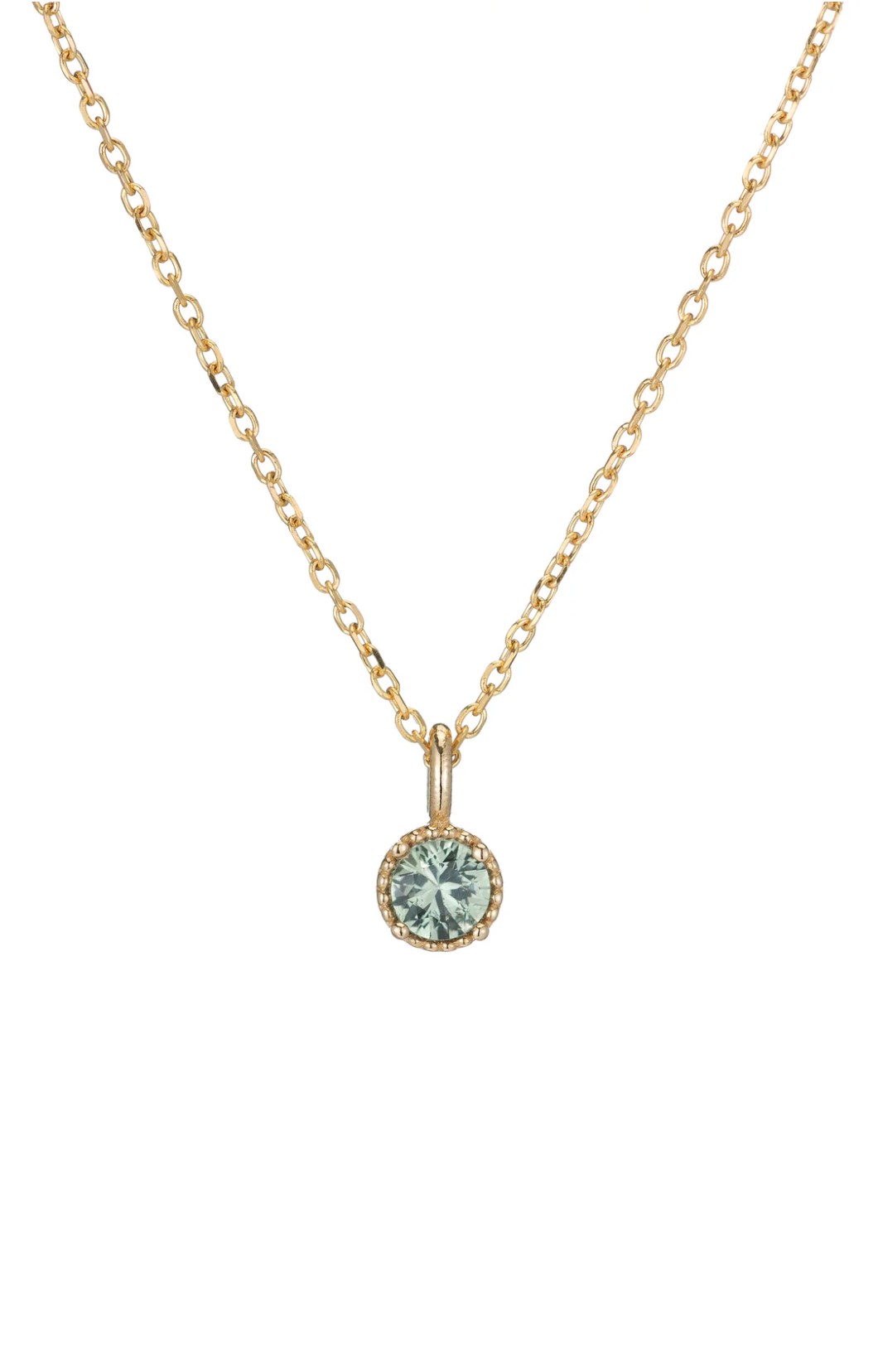 Jennie Kwon :: Green Sapphire Milgrain Necklace, 16"