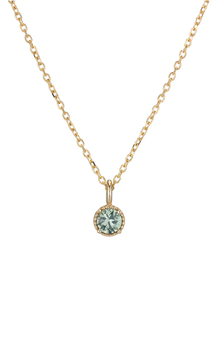 Jennie Kwon :: Green Sapphire Milgrain Necklace, 16"