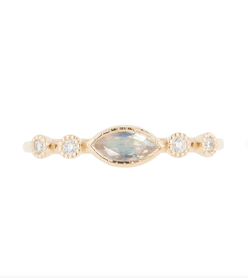 Jennie Kwon :: Moonstone Marquise Diamond Dew Ring