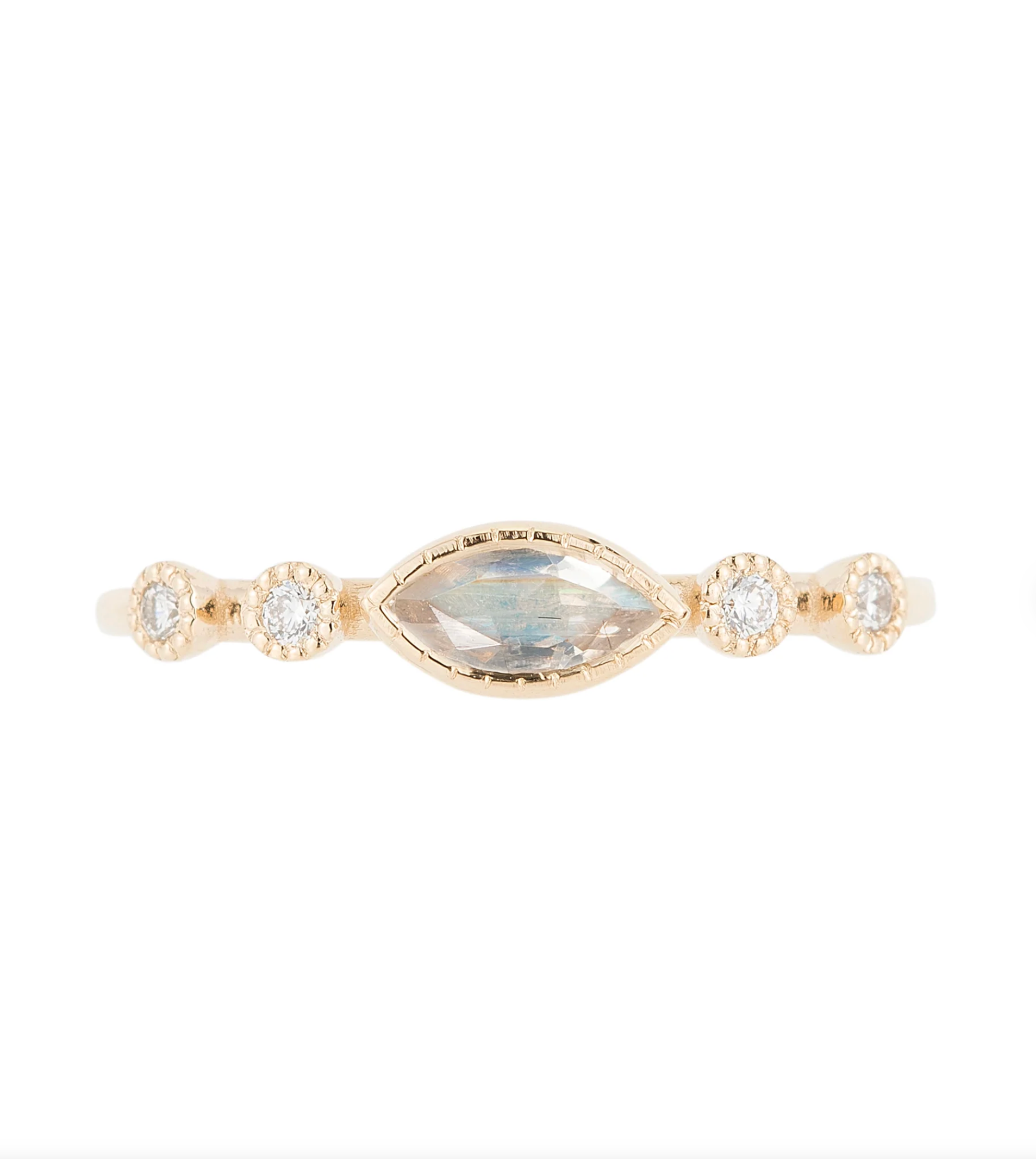 Jennie Kwon :: Moonstone Marquise Diamond Dew Ring