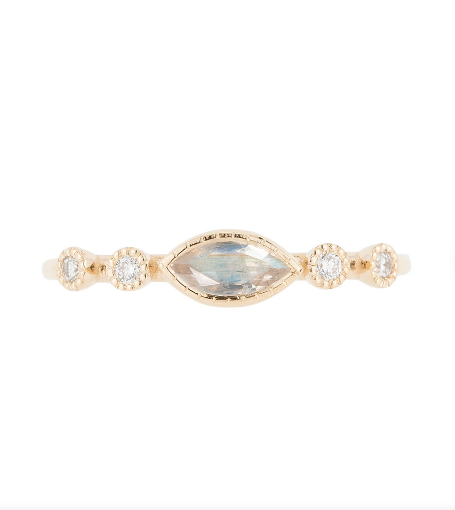 Jennie Kwon :: Moonstone Marquise Diamond Dew Ring