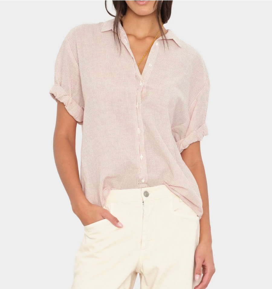 Xirena :: Channing Shirt, Burn Sienna Stripe