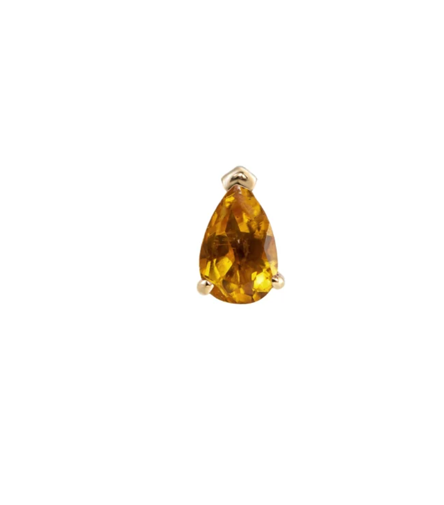 Metier Jewelry :: Mini Pear Cut Gemstone Stud, Citrine