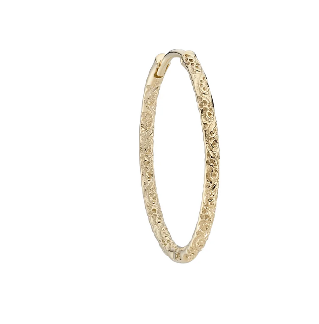 Metier Jewelry :: Textured Round Hoops L, PAIR