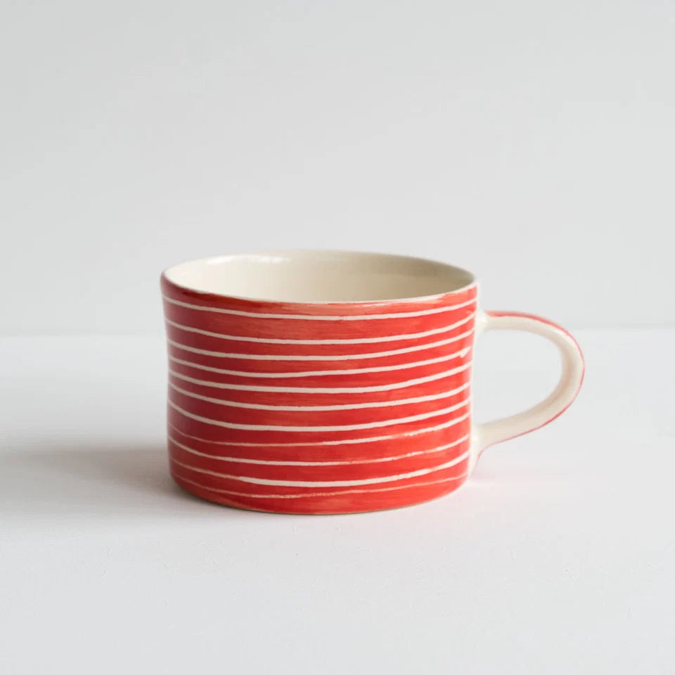 Musango :: Sgrafitto Stripe Mug, Red