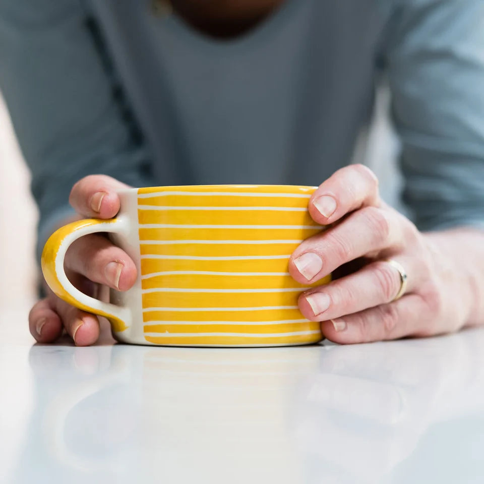 Musango :: Sgrafitto Stripe Mug, Turmeric