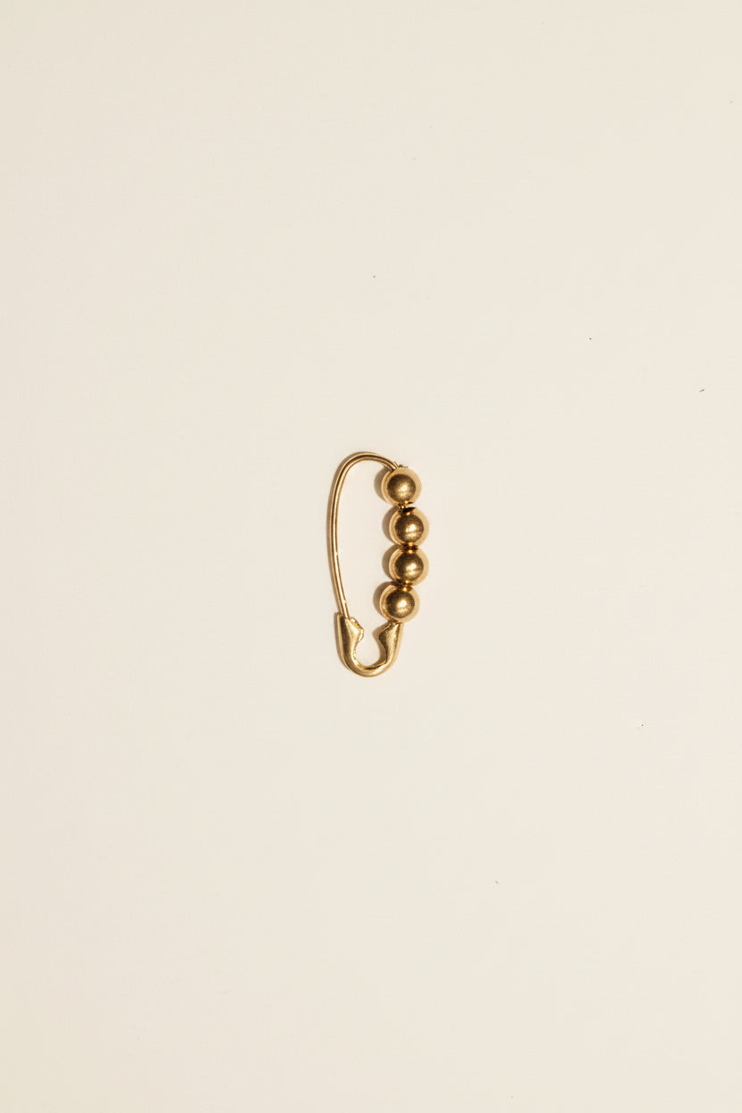 Loren Stewart :: 14kt Gold Mini Safety Pin Bead Earring, SINGLE