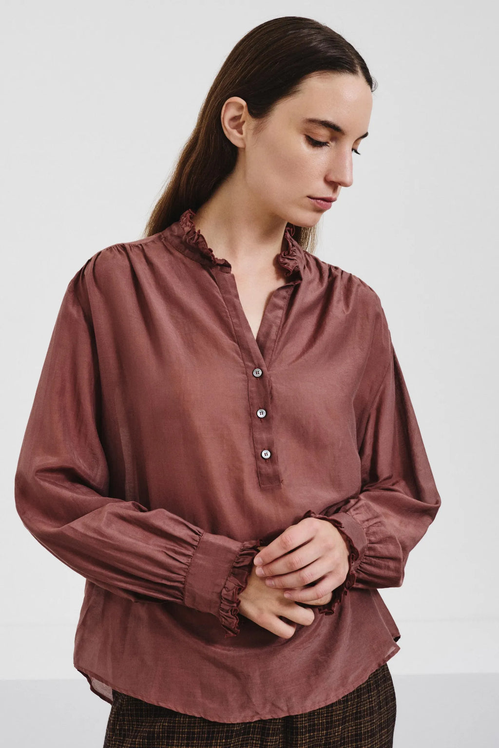 Pomandere :: Silk & Cotton Voile Ruffled Shirt