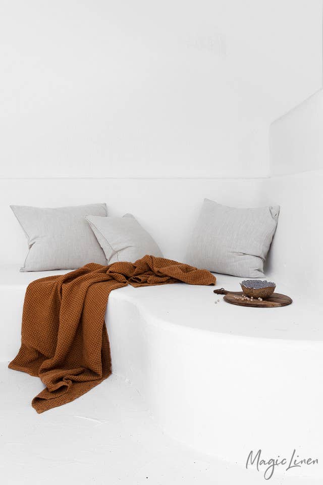 MagicLinen :: Linen waffle throw blanket in various colours
