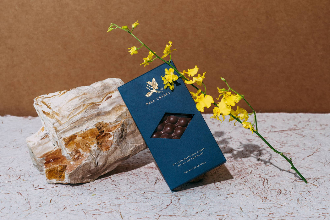 Deux Cranes :: Milk Chocolate with Ginger Sesame and Buckwheat