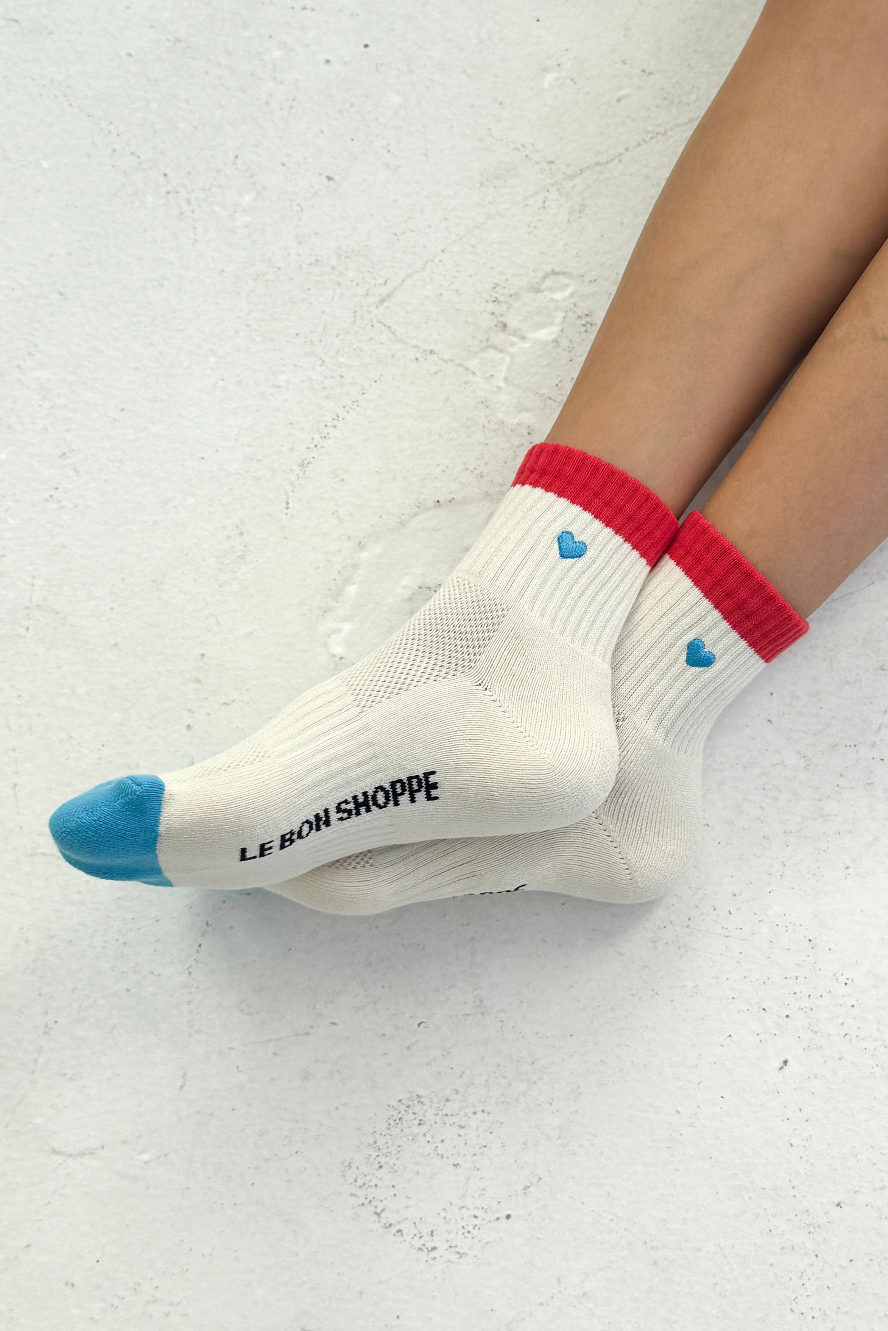 Le Bon Shoppe :: Embroidered Color Block Girlfriend Socks