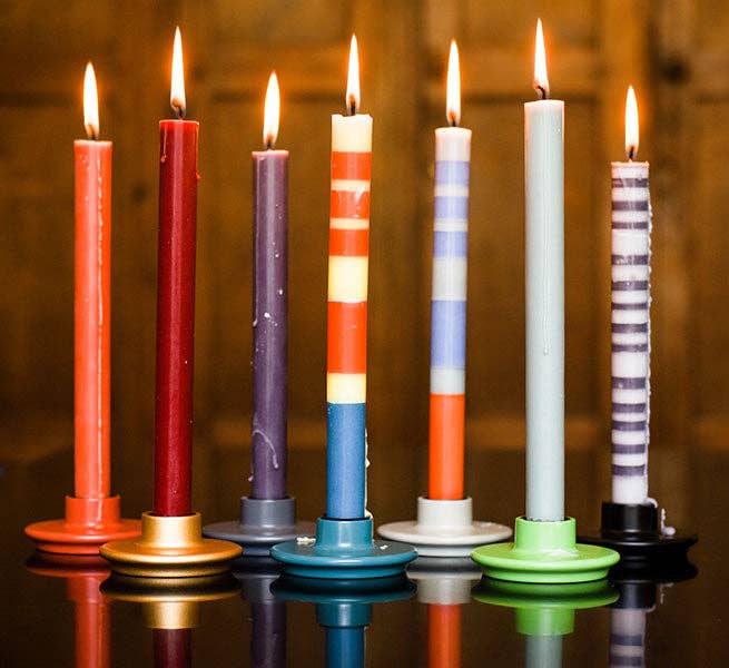 British Colour Standard :: 10" Striped Dinner Candles, Box of 6