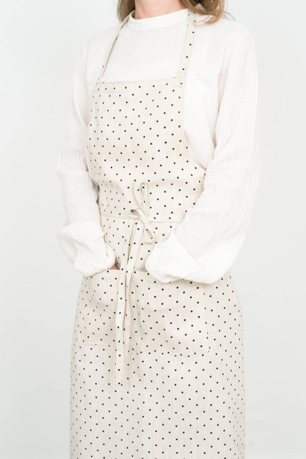 Fog Linen :: Linen Full Apron, Natural Dot