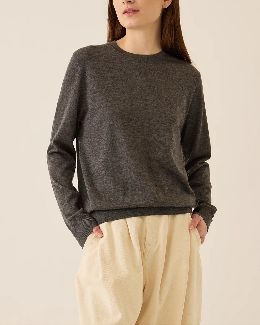 Demylee :: Chisha Superfine Cashmere Sweater, Charcoal Heather
