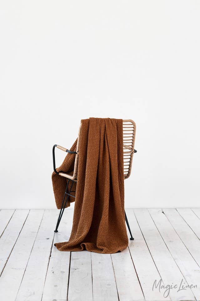 MagicLinen :: Linen waffle throw blanket in various colours