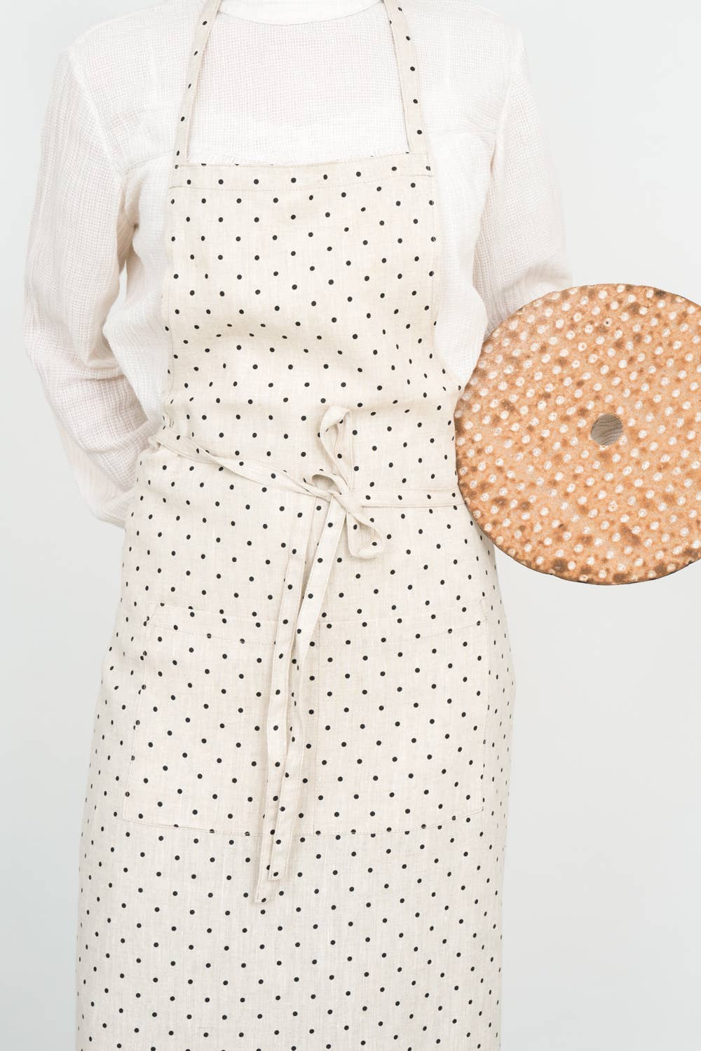 Fog Linen :: Linen Full Apron, Natural Dot