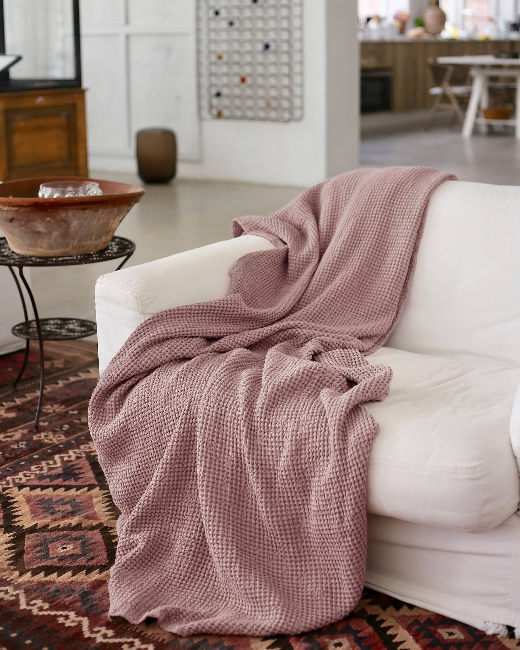 MagicLinen :: Linen waffle throw blanket in various colours