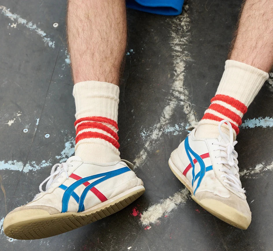 Escuyer :: MEN'S Striped Crew Socks, Orange