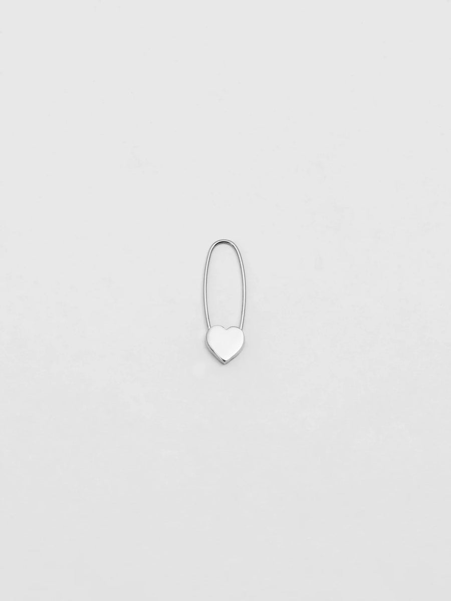 Loren Stewart :: Silver Heart Safety Pin Earring SINGLE