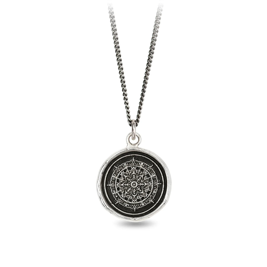 Pyrrha :: Mandala Silver Necklace, 18"