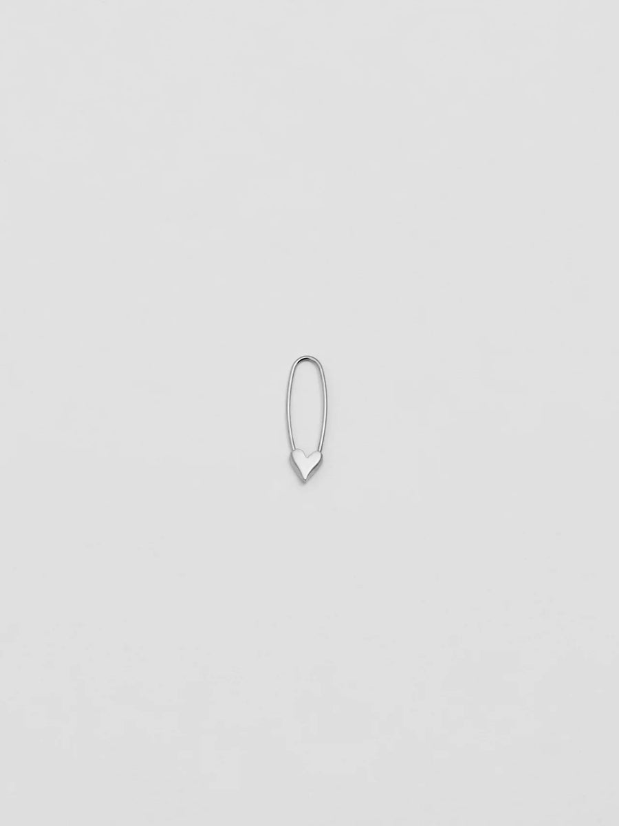 Loren Stewart :: Mini Silver Heart Safety Pin Earring SINGLE