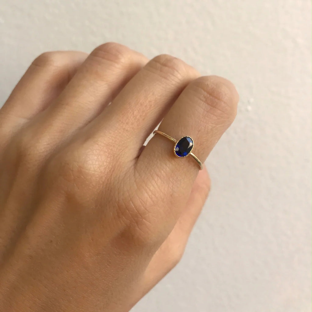 Jennie Kwon :: Oval Blue Sapphire Wisp Ring
