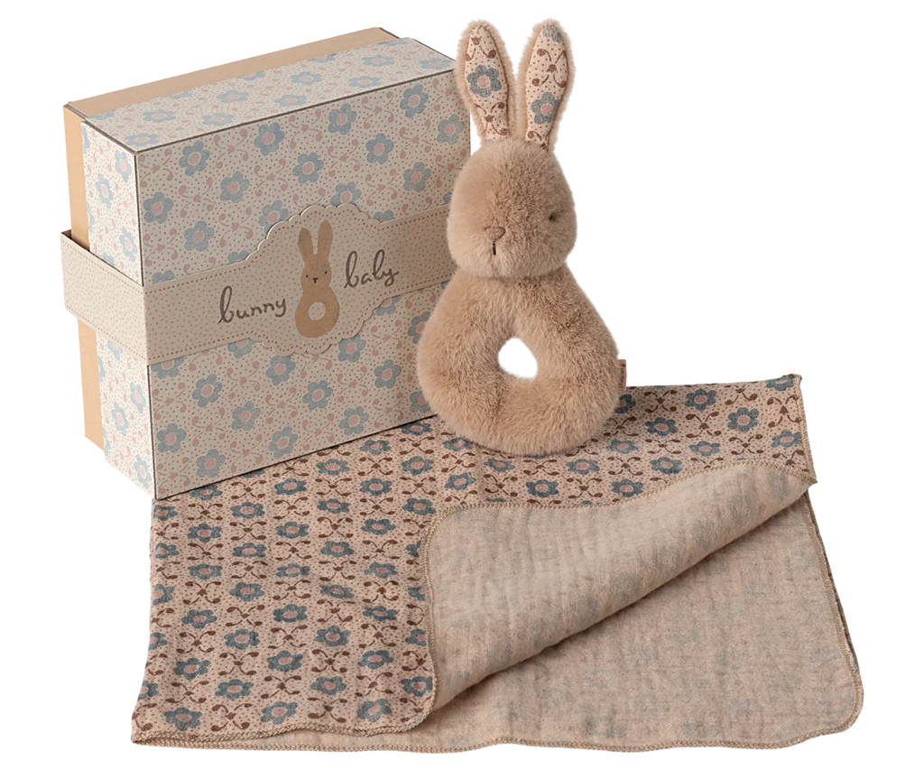 Maileg :: Rabbit Rattle Set, Cream Peach
