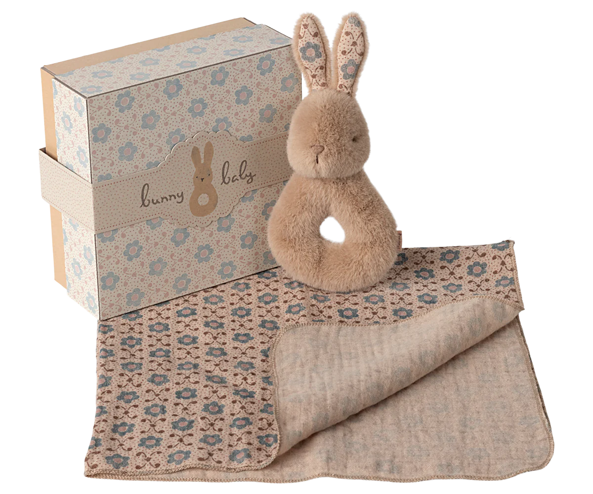 Maileg :: Rabbit Rattle Set, Cream Peach