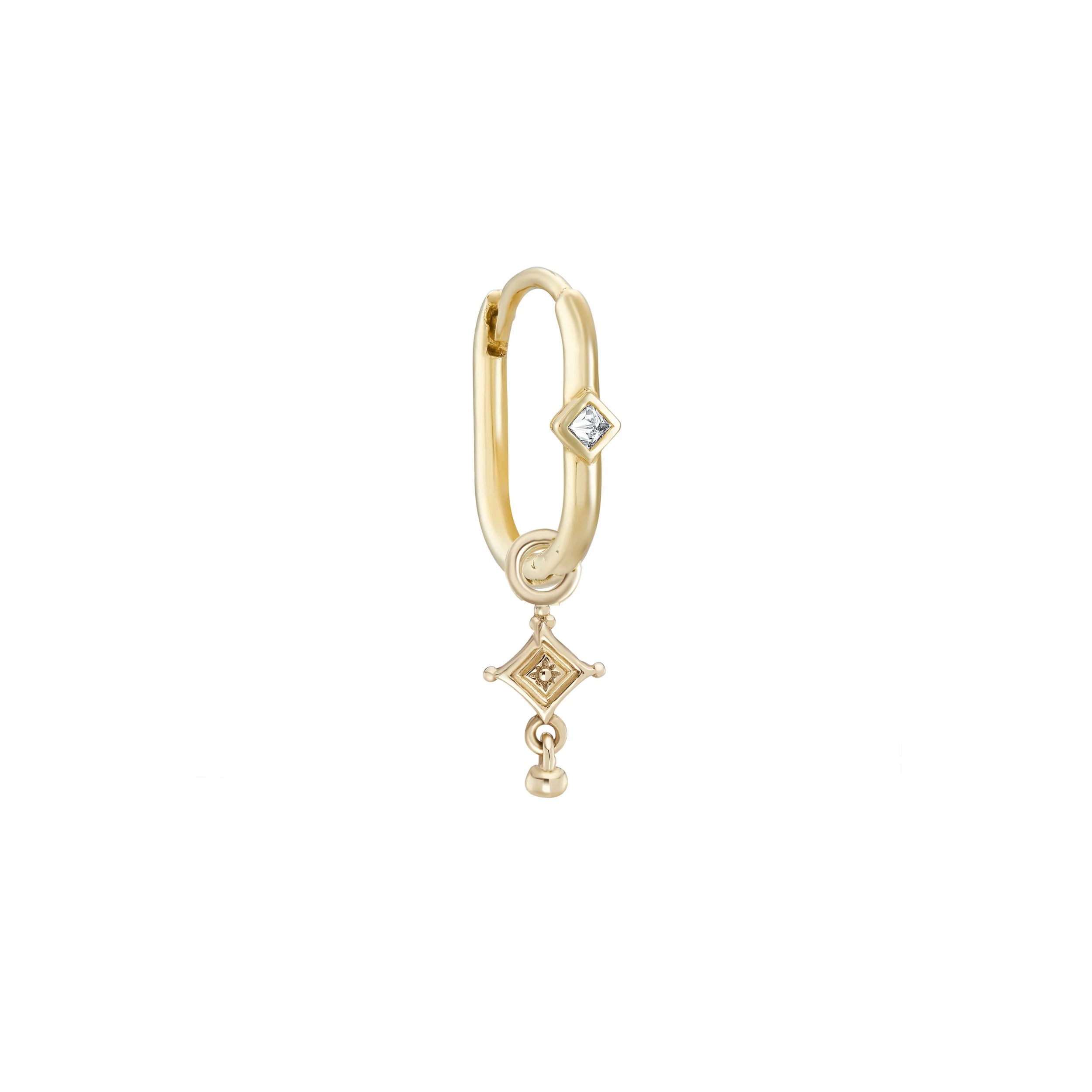 Metier Jewelry :: Oval Diamond Hoop w/Charm 9k