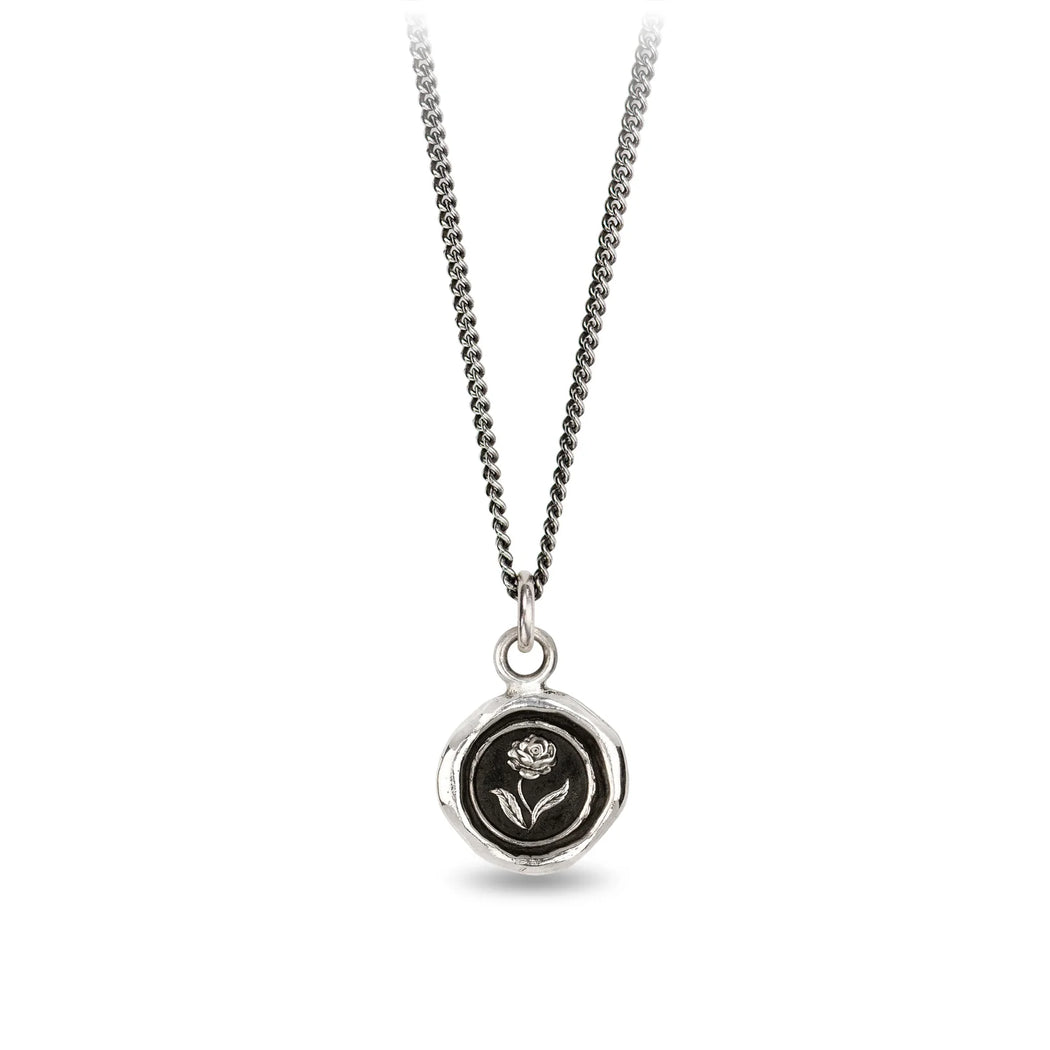 Pyrrha :: Rose Silver Necklace 16"