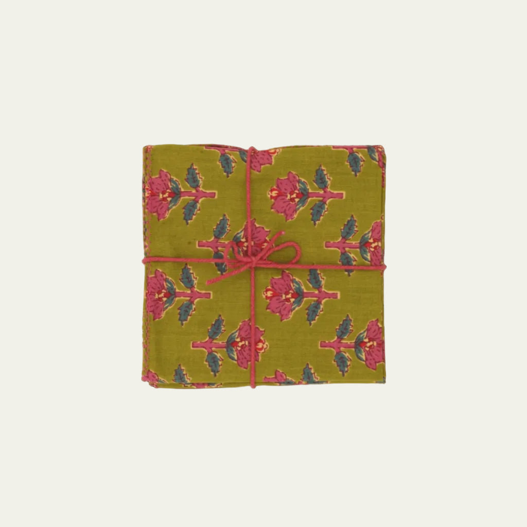 Suzette :: Napkins Jonquille Olive, Set of 4