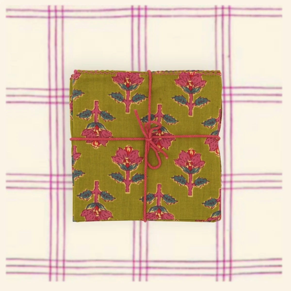 Suzette :: Napkins Jonquille Olive, Set of 4