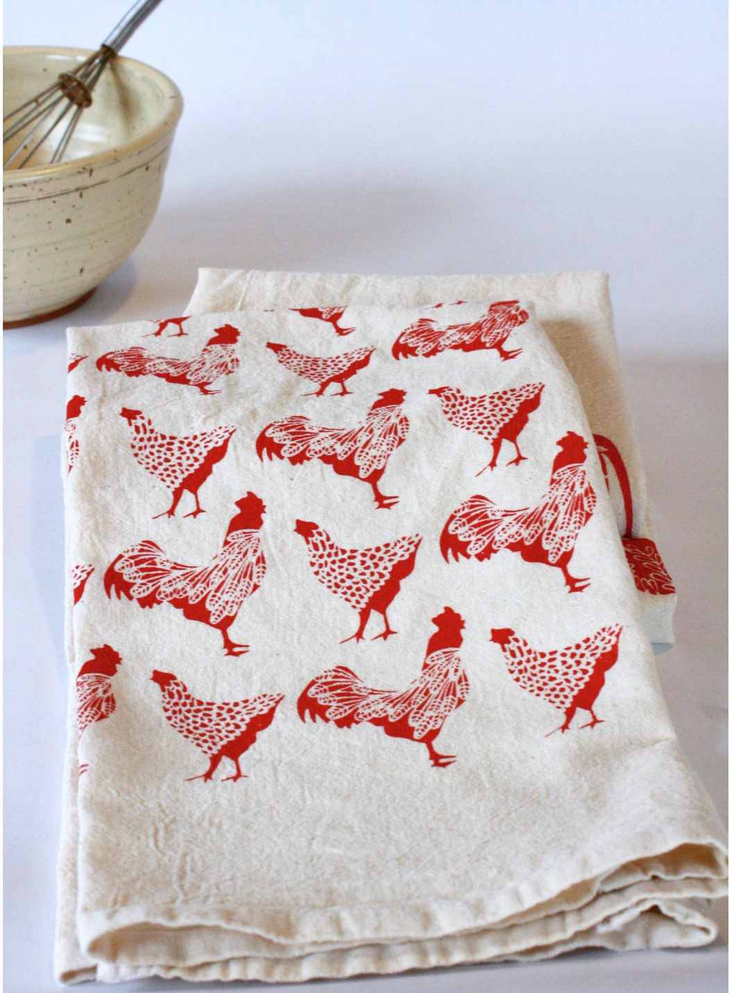 High Fiber :: Chickens Tea Towel, Red